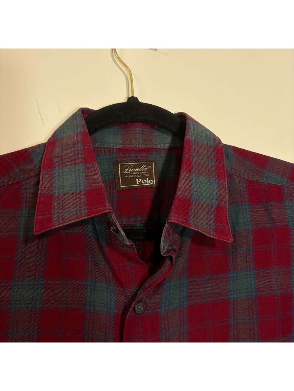 VTG Wool Cotton Blend Lanella Polo Ralph Lauren Plaid Red Green Flannel - size